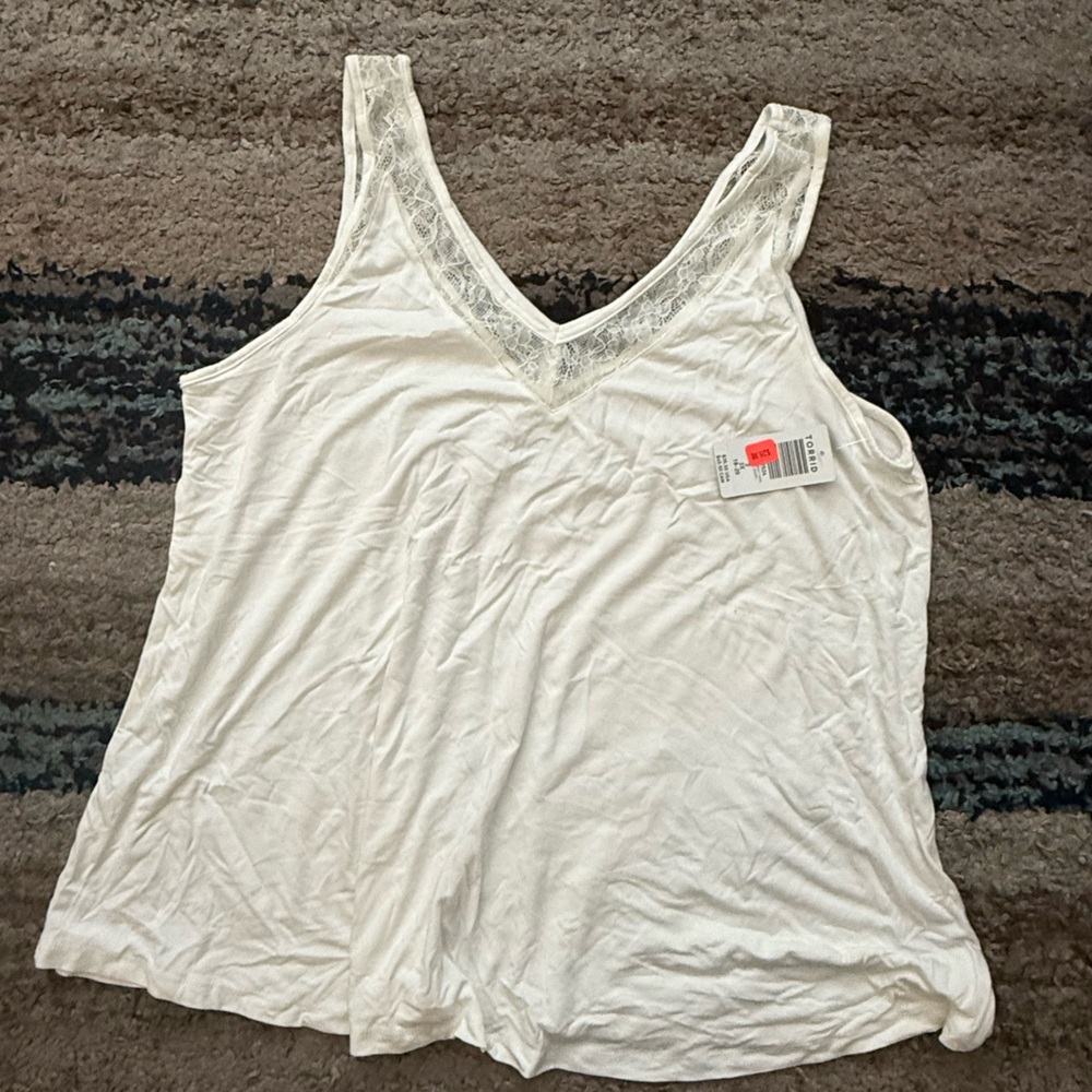 Torrid Ivory Lace Trim Top
